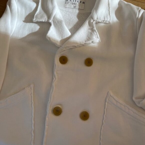 Frank and Eileen White Mini Belfast Cropped Sweatshirt Peacoat - Size Medium - Picture 4 of 5